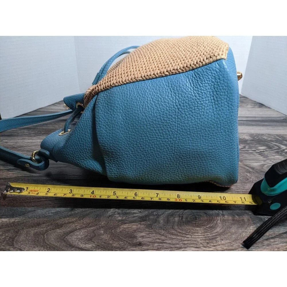 Unica Firenze Italian Leather Straw Handbag Light Blue NWT - Picture 11 of 12